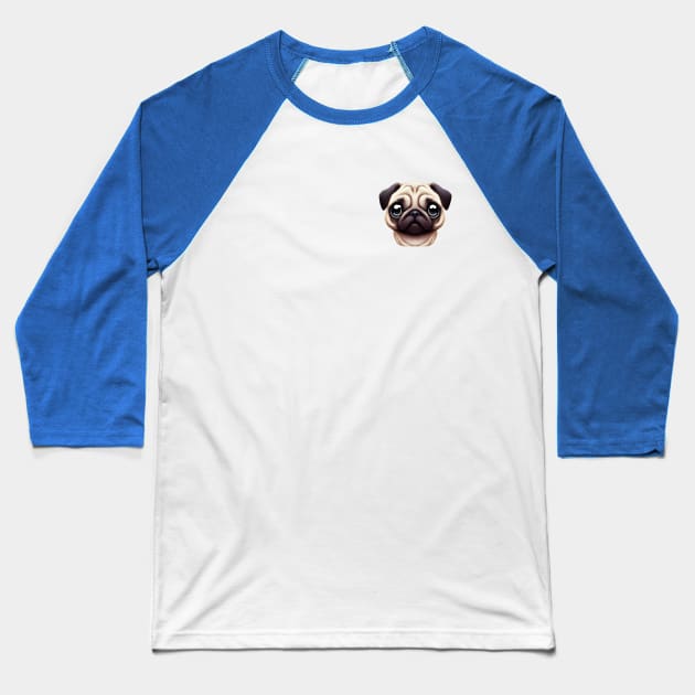 Small Version - Adorable Pug Artwork Baseball T-Shirt by Art By Mojo